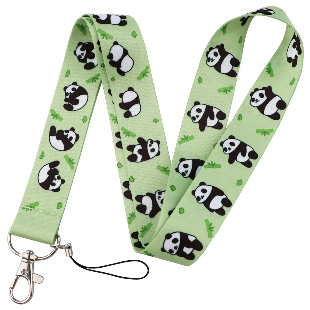 Panda Pattern Mobile Phone Rope Card Set Bus Card Access Control Work Permit Cards Student Badge Hard Shell Lanyard Card Holder