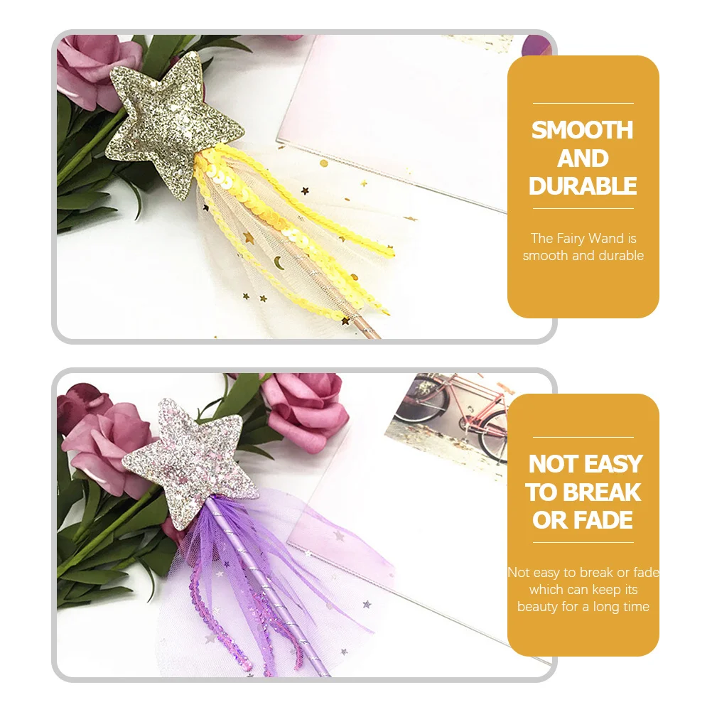 

4Pcs Fairy Sticks Star-Shaped Glitter Handheld Wands Party Cosplay Photo Prop Stage Performance Playthings