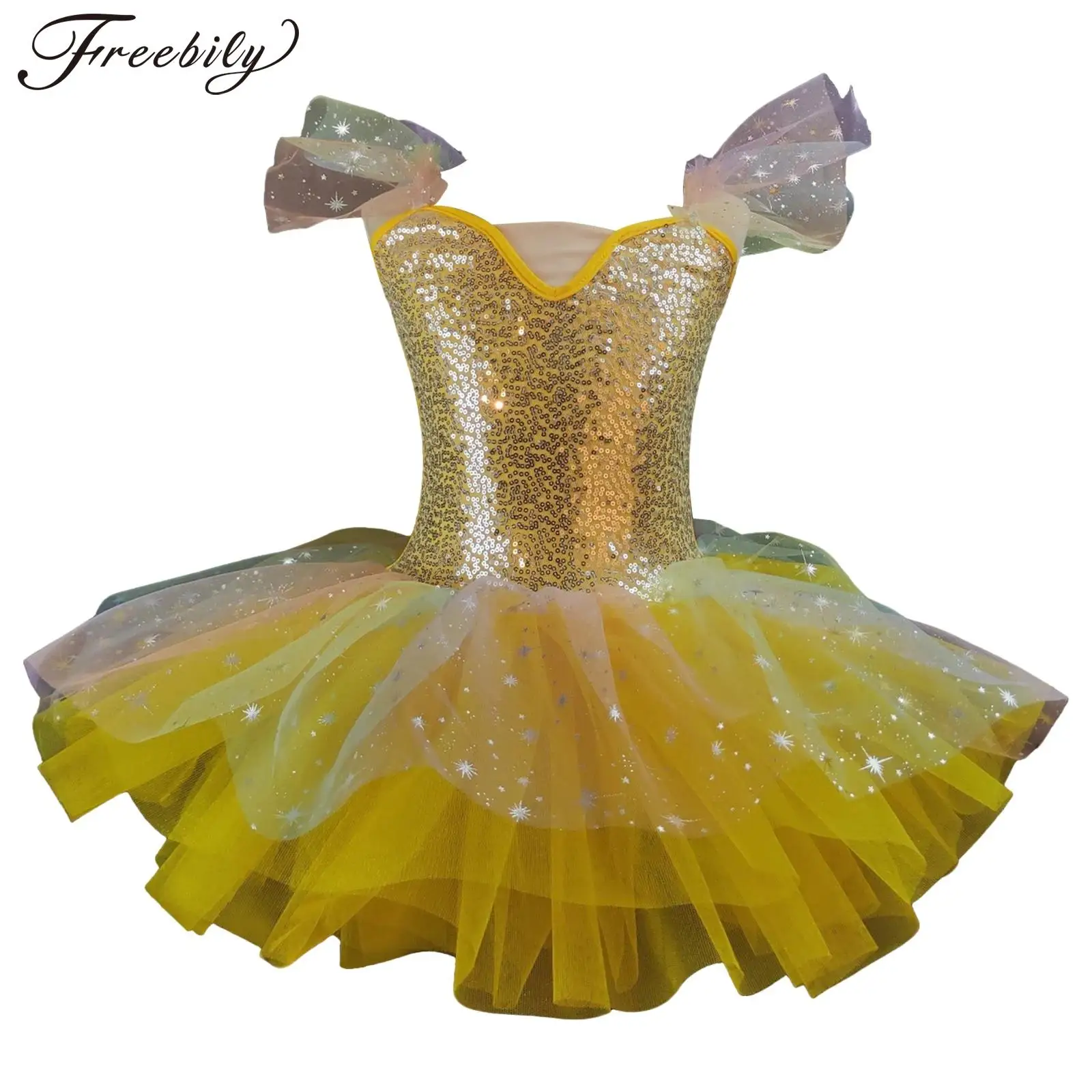 

Girls Birthday Tutu Children Ballet Dance Dress Carnival Princess School Show Performance Dance Wear Kids Sequined Tulle Dress