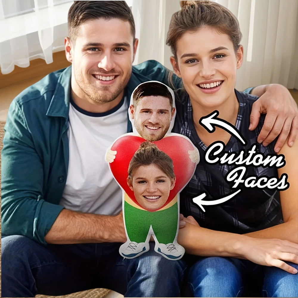 Custom Christmas Throw Pillow 1pc, Holiday Pillow with Couple's Heart Design - Soft and Comfortable Decorative Cushion for Coupl
