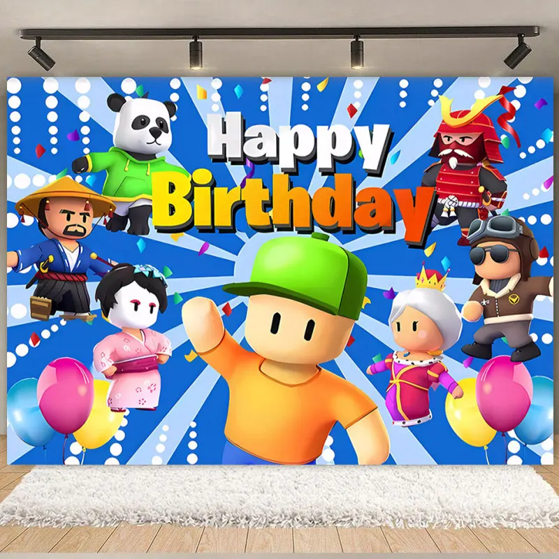 Stumble Guys Theme Birthday Party Cartoon Decoration Banner Background Boy Girl Gift Party Supplies Baby Shower Photography Prop