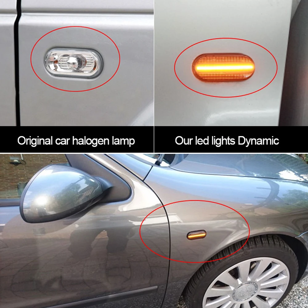 Luz de sinalização dinâmica para Ford C-Max, pisca-pisca indicador Blinker, Fiesta, Focus MK2, Fusion Galaxy, VW Polo, Led 2X