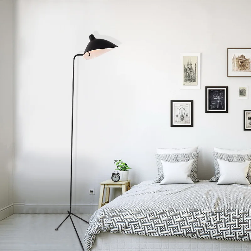 Serge Mouille 3-arm Floor light black Tripod Floor Lamp Loft bedroom Living Room Study Reading Adjustable Spider Standing Lamp