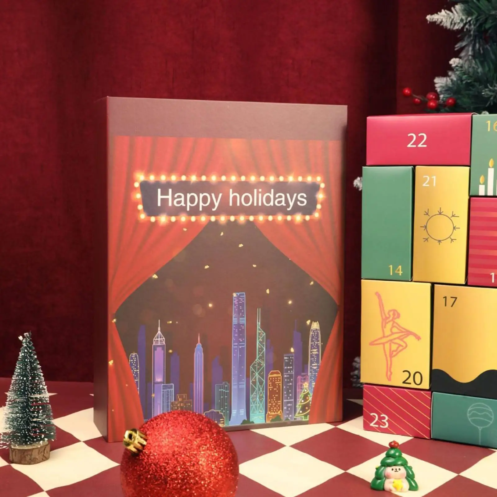 صناديق مجيء عيد الميلاد مجيء عيد الميلاد ديكور المنزل 12 شبكة صندوق التقويم الزخرفية لقضاء عطلة عيد ميلاد الزفاف الفصول الدراسية مكتب