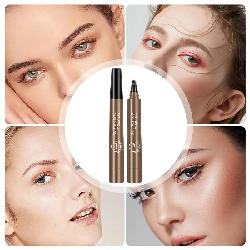 Liquid Eyebrow Pencil 4-Point Eyebrow Pencil Waterproof Nature Eyebrow Pen Pencil Eyebrow Marker Quick Dry Long Wear No Smudge