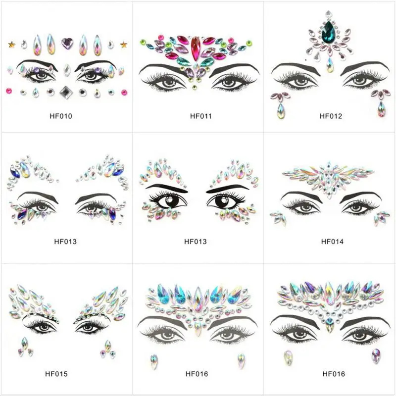 Tattoo Sticker Sparkling Fashionable Unique Shimmering Adorn Yourself Sparkling Festival Adornment Festival Face Jewels Glitter