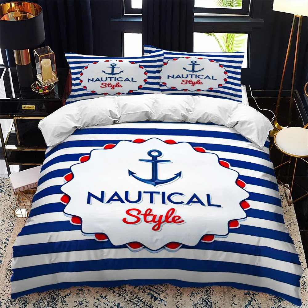 

Nautical series duvet cover set queen calico Twin size comforter bedding set Single complete set Teens Adults Microfiber Single