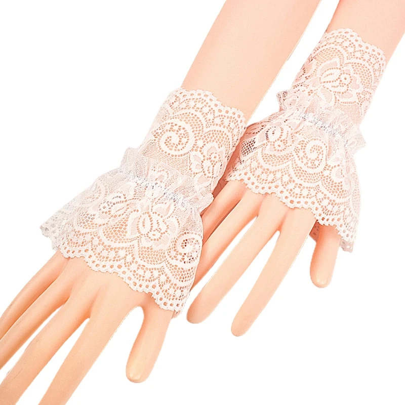 

Women Hollow Out Crochet Floral Lace Wrist Cuffs Detachable Fake Sleeves Stretch Bracelet Fingerless Gloves