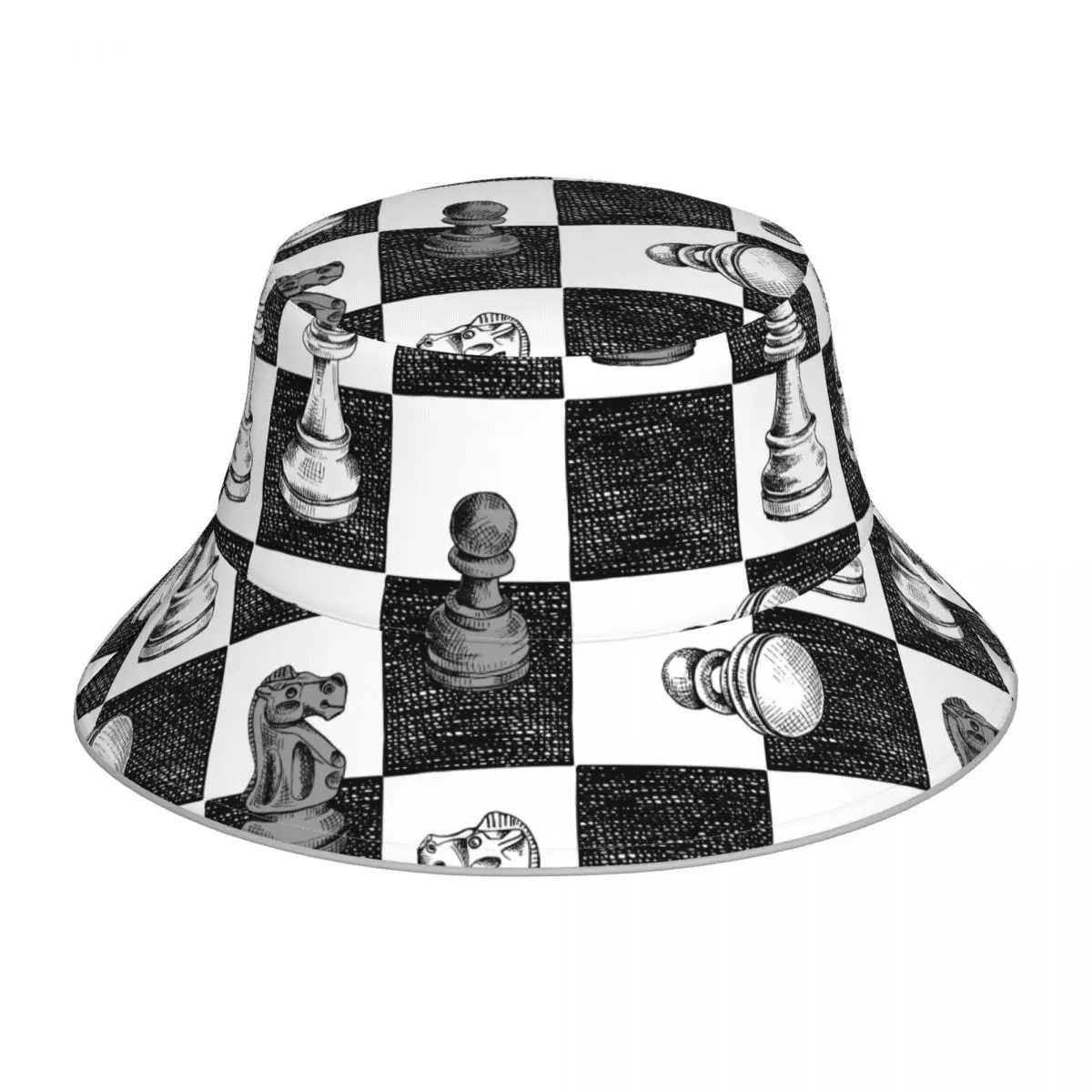 New Fisherman's Hat Unisex Fashion Chess Figures Bob Cap Windproof outdoor Reflective Bucket Hat