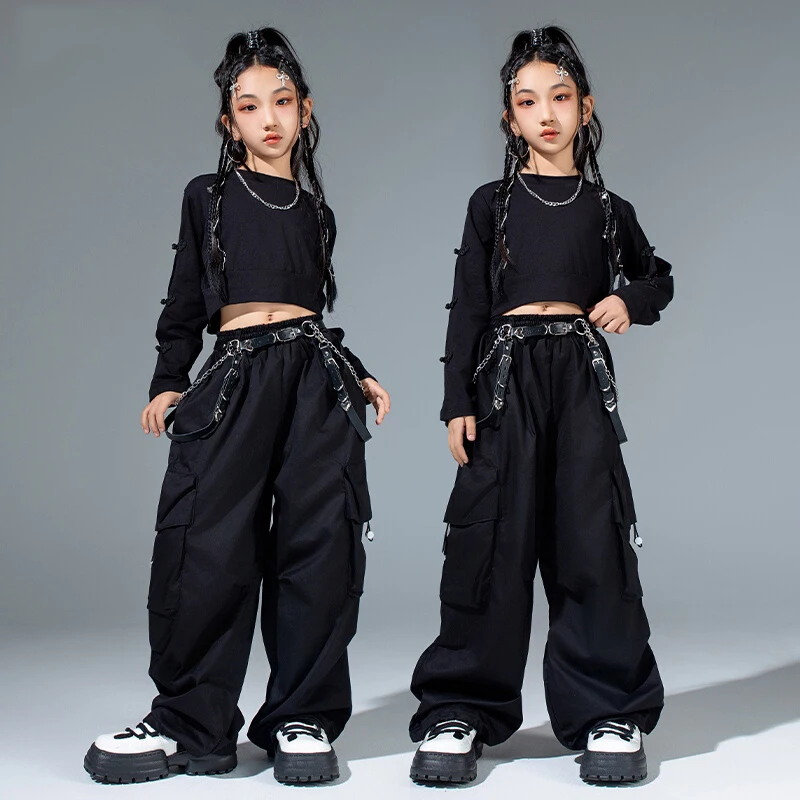 New Children'S Ballroom Dance Suits Kids Hip Hop Clothing Girls Jazz Dance Costume Kpop Outfits Stage Street Wear DW10407