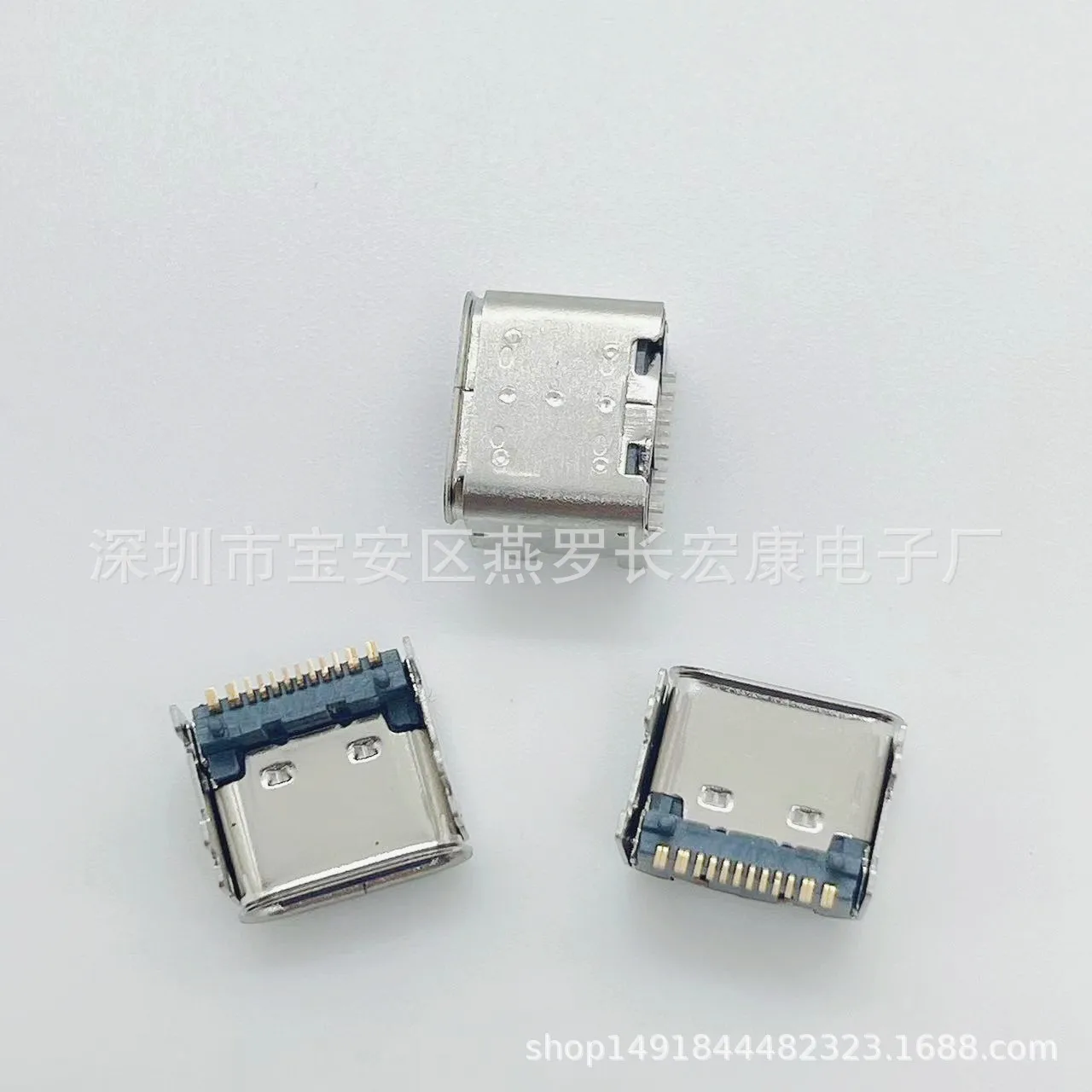 For TYPE-C 16P female seat, in-line plug-in, vertical plug-in board DIP four-pin H = 6.5mm large spacing, with shrapnel