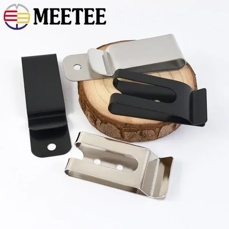 2/5Pcs Meetee Metal Belt Clips Buckle Double Holes Sheath Spring Clip Hooks for Pockets Wallet Band Loop Clasp Accessories