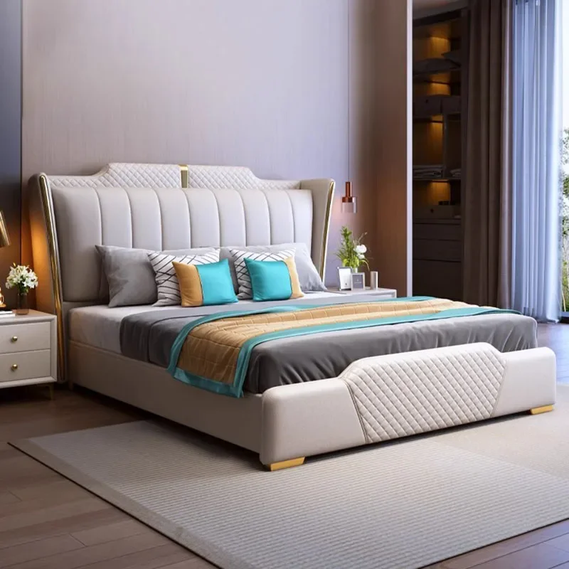 

Royal Queen Double Bed Nordic King High End Headboard Frame Double Bed Modern Sleeping Cama Matrimonio Furniture For Bedroom