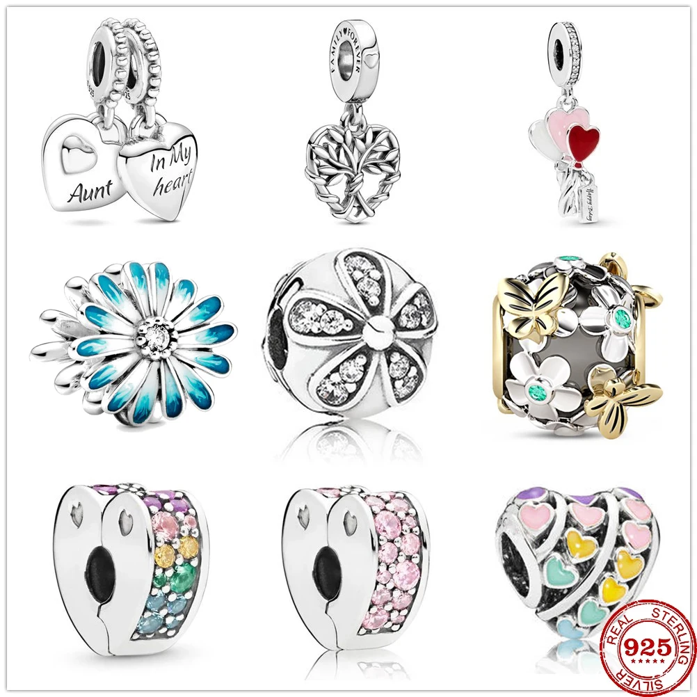 

New heart balloons Family Tree flower Pandora clip fit Pandora charms silver 925 original Bracelet DIY Bead for women Jewelry