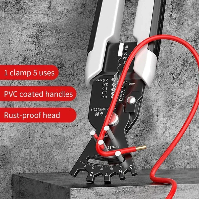 

5-In-1 Wire Stripping Multifunctional Pliers for Cable Cut Crimp Bending Wire Stripper Wrench Cable Cutter Crimper Automatic