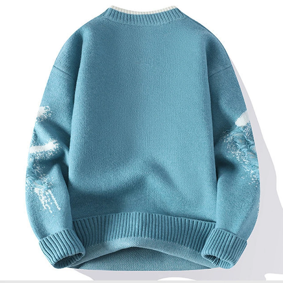 Ripped Knitted Sweater Men Autumn Winter Jumper Sweaters Fashion Casual Ripped Pullover Male