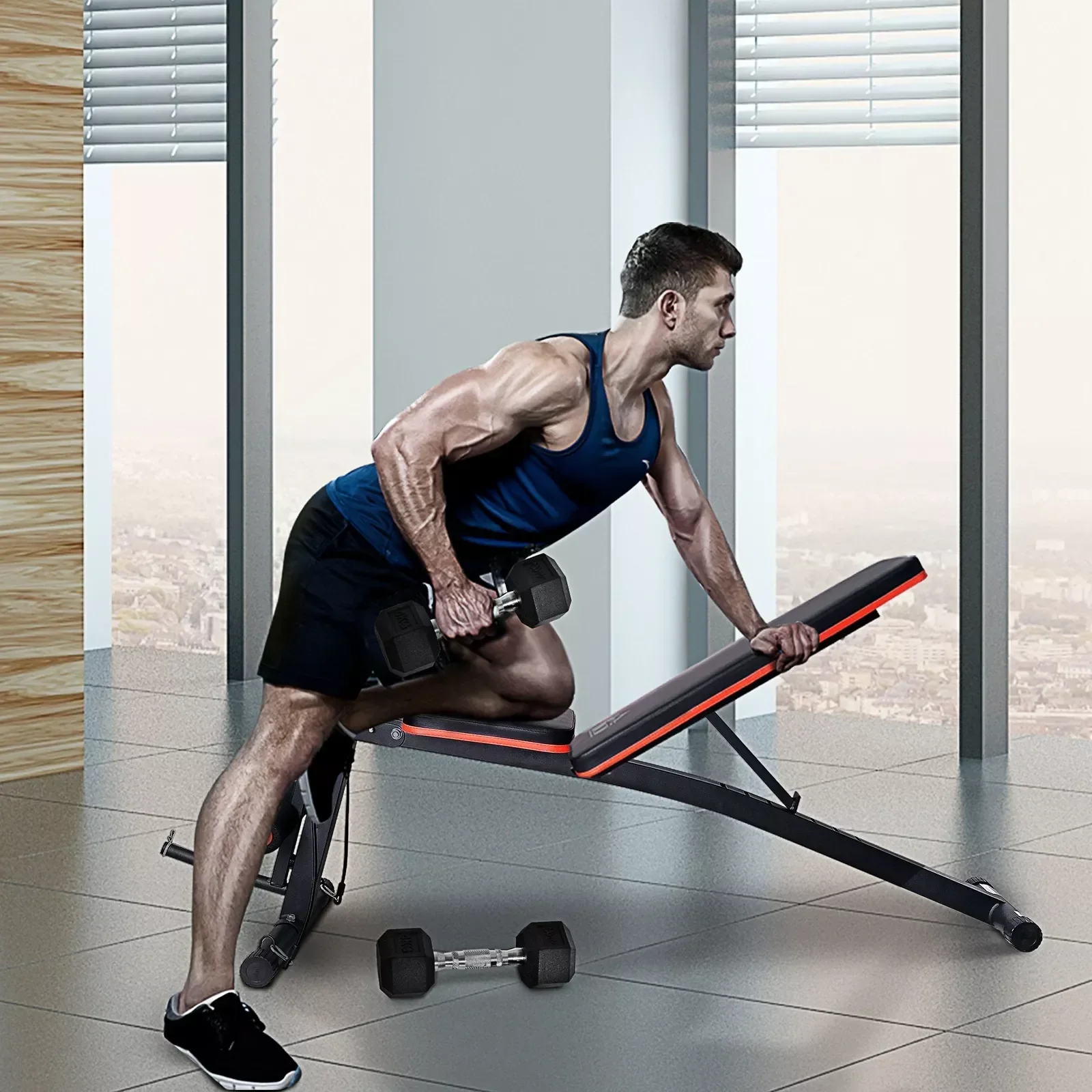 

Регулируемая скамья для силовых тренировок, многофункциональная складная скамья для упражнений с наклоном и уклонением для домашнего спортзала