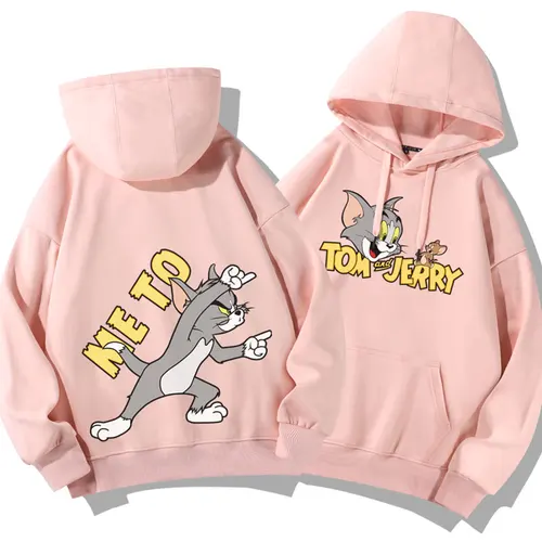 Imagen 2 del producto Tom y Jerry suéter con capucha de dibujos animados pareja Ins Super Fire chaqueta con capucha estampada 2025 Otoño e Invierno nuevo suéter con cordón Top