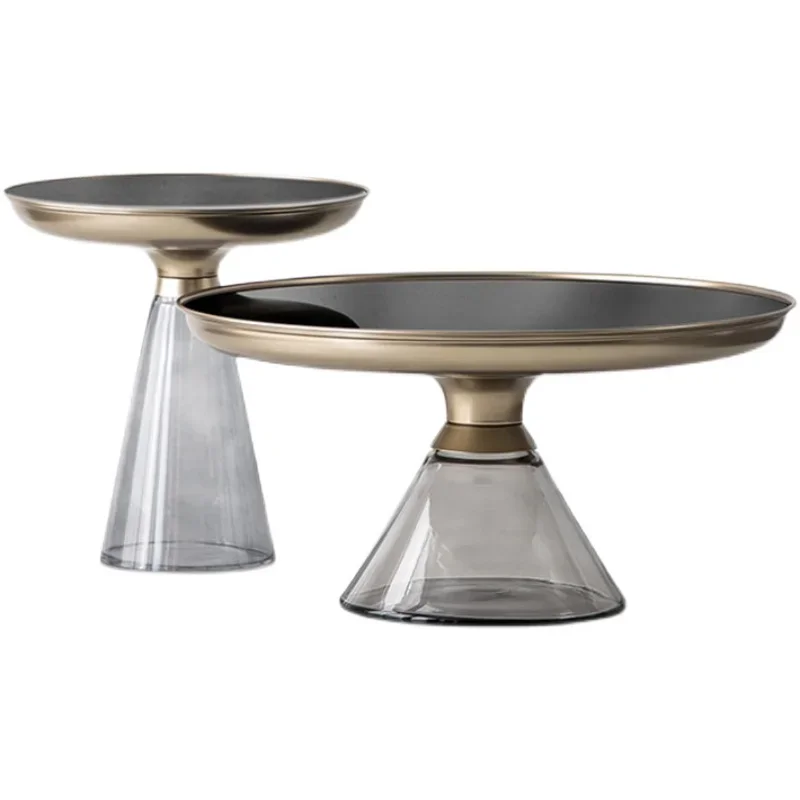 Hot selling light luxury modern advanced sense  living room round toughened tea table  modern glass coffee table