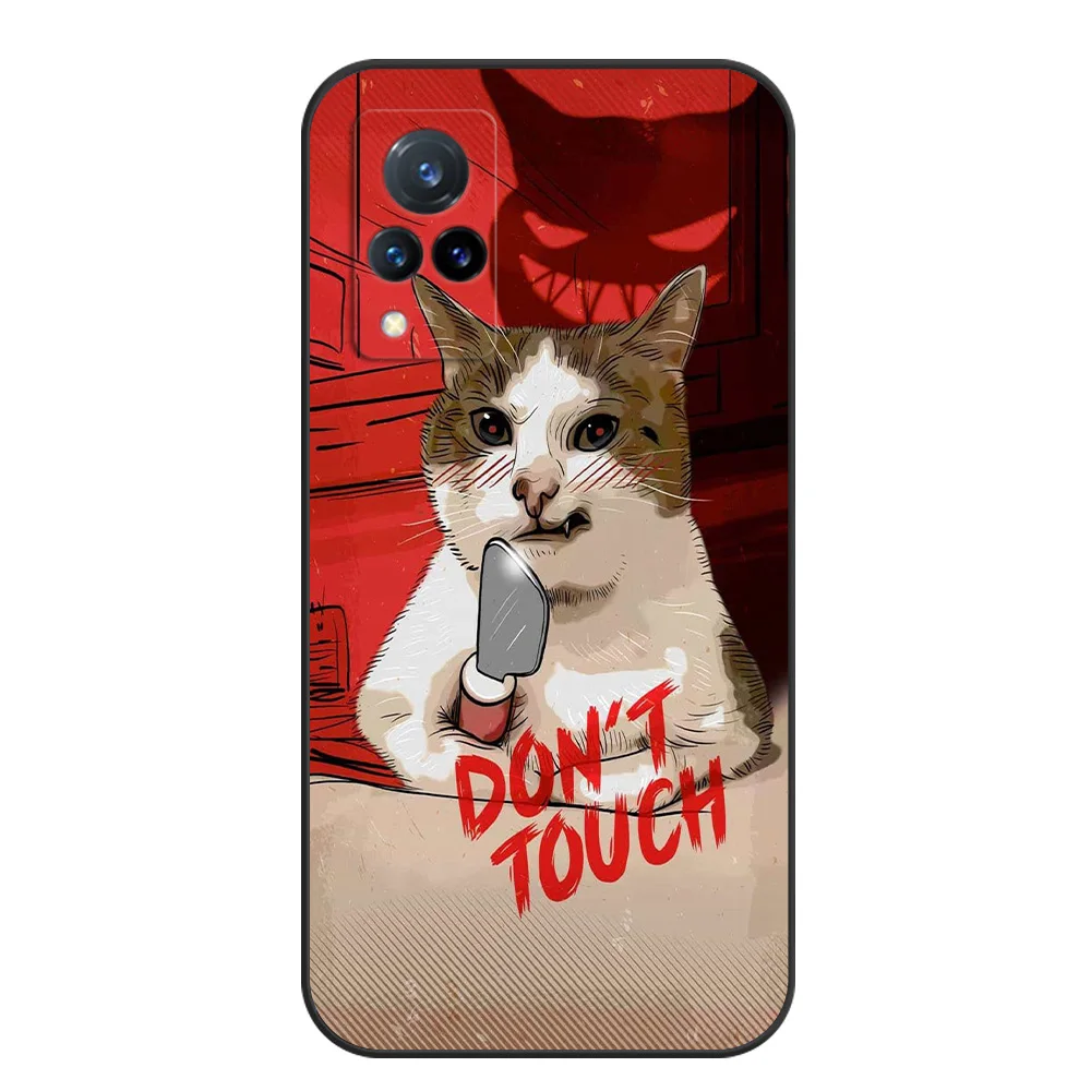 Black Tpu Case For Vivo Y21 Y51A 2021 Y21S Y33S Y51 2020 Y51S Y53s 4G Y72 5G Back Cover Cute Cat Aesthetic image 5