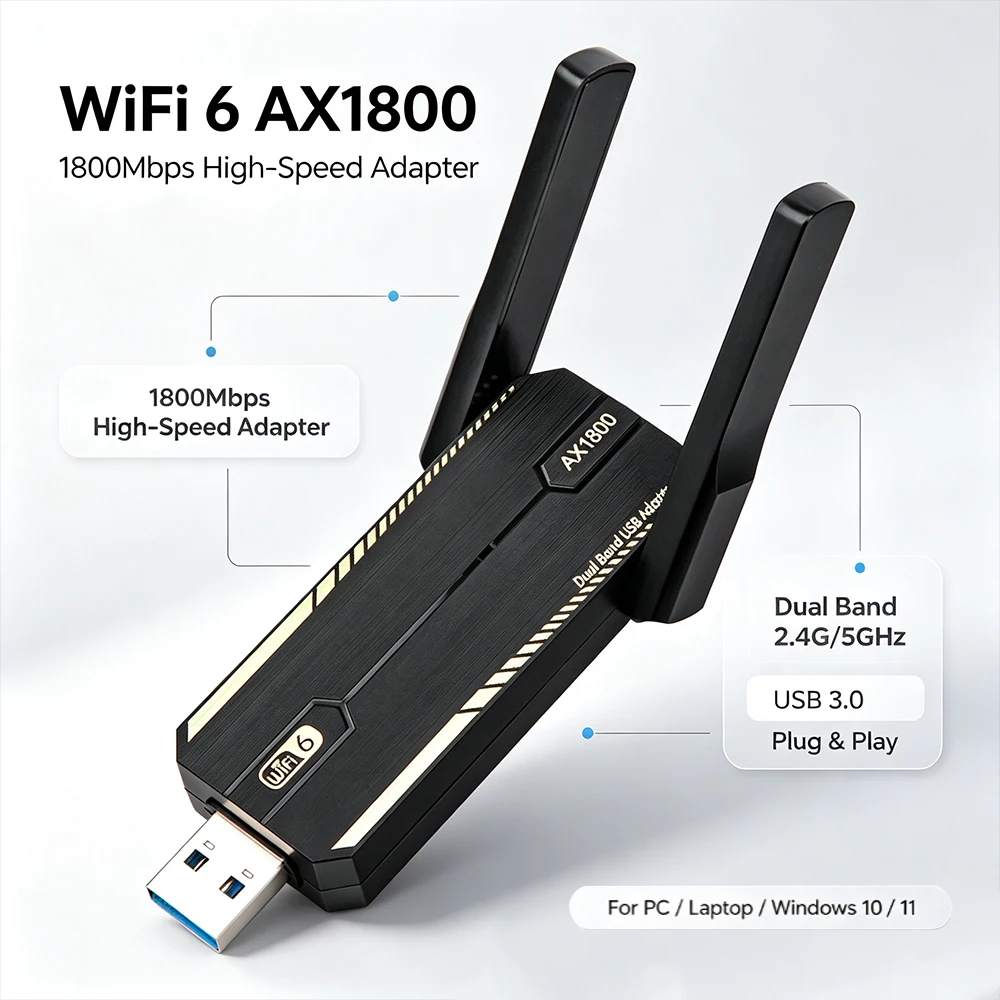 wifi-6-ax1800-usb-30-ワイヤレスアダプター-1800mbps-デュアルバンド-24g-5ghz-wifi-レシーバー-ドングル-ネットワークカード-デスクトップ-windows-10-11用