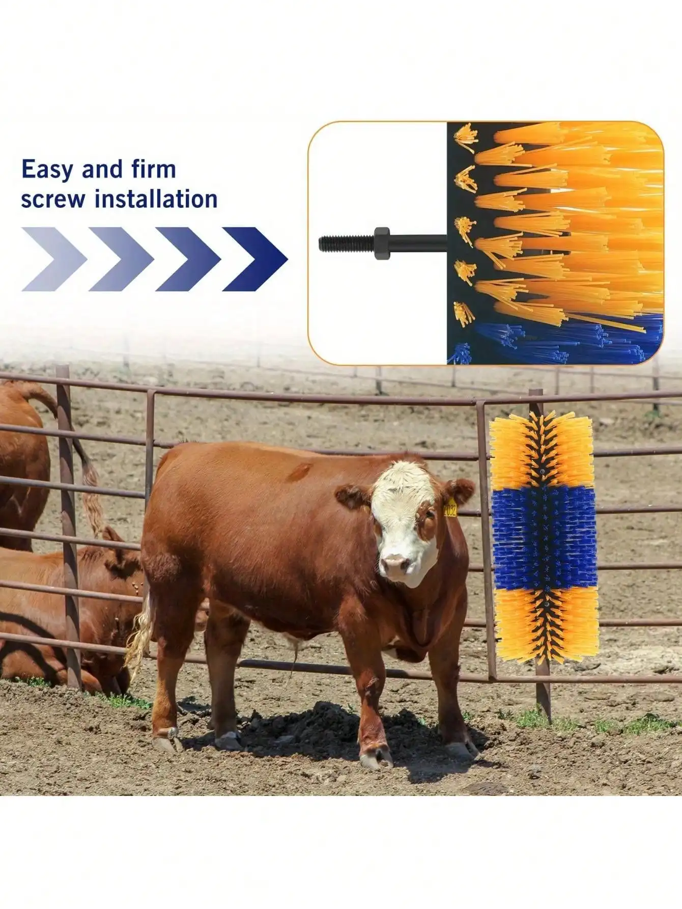 Farm Cattle Body Brush, Horse Body Brush, Dairy Cow Cleaning Brush, Cattle & Horse Universal Grooming Brush