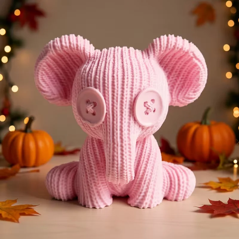 1/2 Pcs Collectible Figurine Modern Mini Elephant Figurine with Knit Texture Small Decorative Accent for Christmas