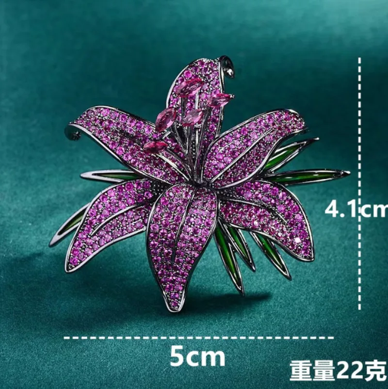 Luxury Lily Crystal Sparkling Corsage Versatile Collar Pin Accessories Anti-exposure Brooch