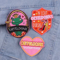 NEW Hot Netherland Oeteldonk Emblem Embroidered Patches Frog Patch Netherland Carnival Iron On Patches For Clothing Sewing DIY