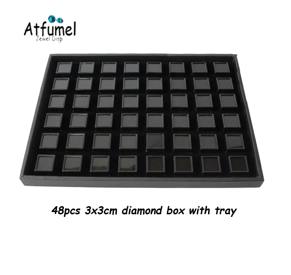 Diamond Jewelry Storage Box Stone Gem Jewellery Packaging Box 3cm/4cm/5cm Counter Gemstone Organizer Charms Diamond Display Tray