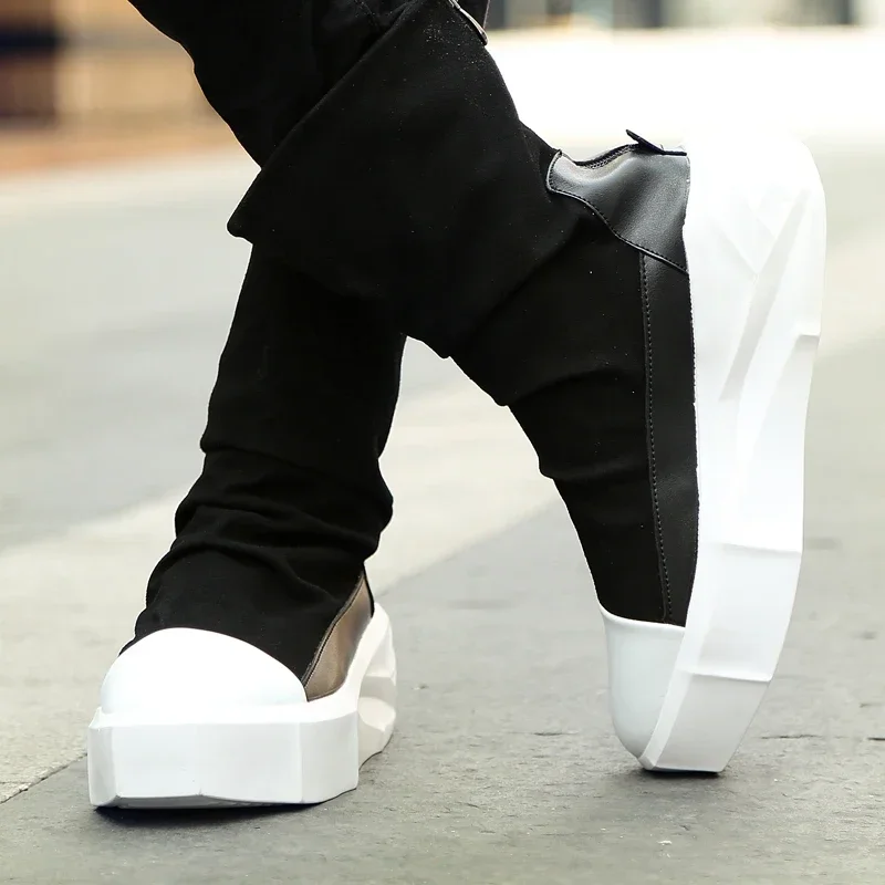 High Top 2025 Autumn New Men\'s Casual Shoes Fashion Slip On Man Sneakers Outdoor Comfort Trend Shoe Mid-Calf Men Boots Zipper 44