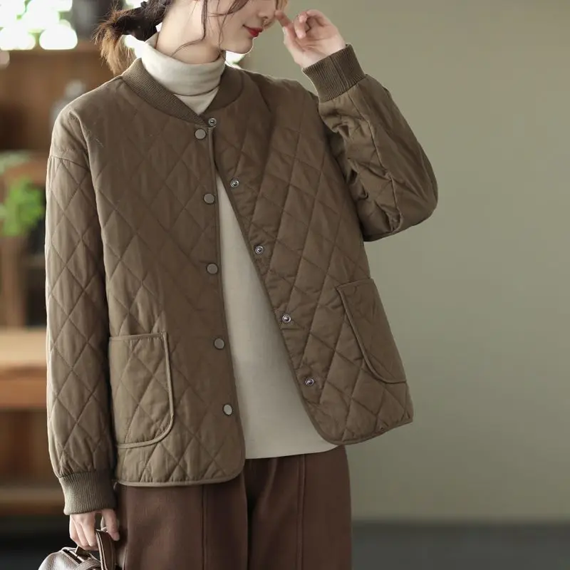 

Winter Cotton Jacket Men Women Solid Color Short Coat Loose Fit Padded Warm Outerwear Casual Home Wear Thick Long Sleeve Tops