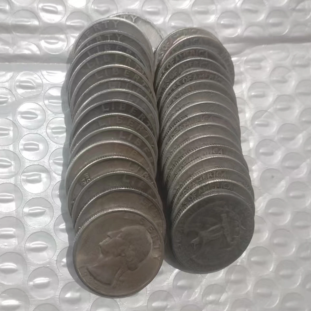 Juego Completo de 32 Monedas de Cuarto de Dólar de Washington (1932-1964) Sin Marca de Fábrica, Copia Plateada