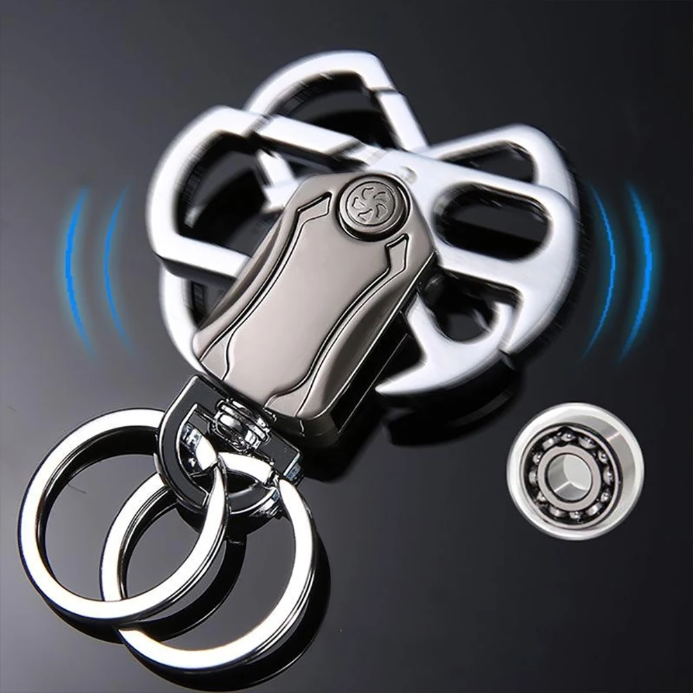 Multifunctional Keychain Classic Men Mini Fingertip Spinner With Bottle Open Metal Key Ring Foldable Car Key Holder Gift Keyring