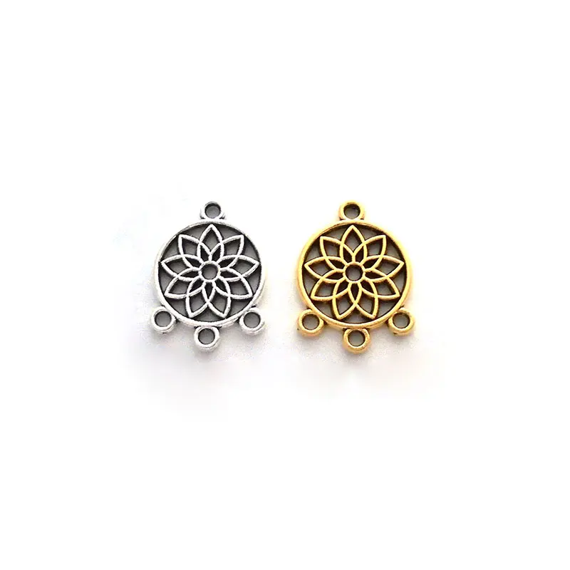 

10 x Tibetan Silver/Gold Color Dream Catcher Connector Charms 2 Sided Pendants for DIY Earrings Jewelry Making Findings