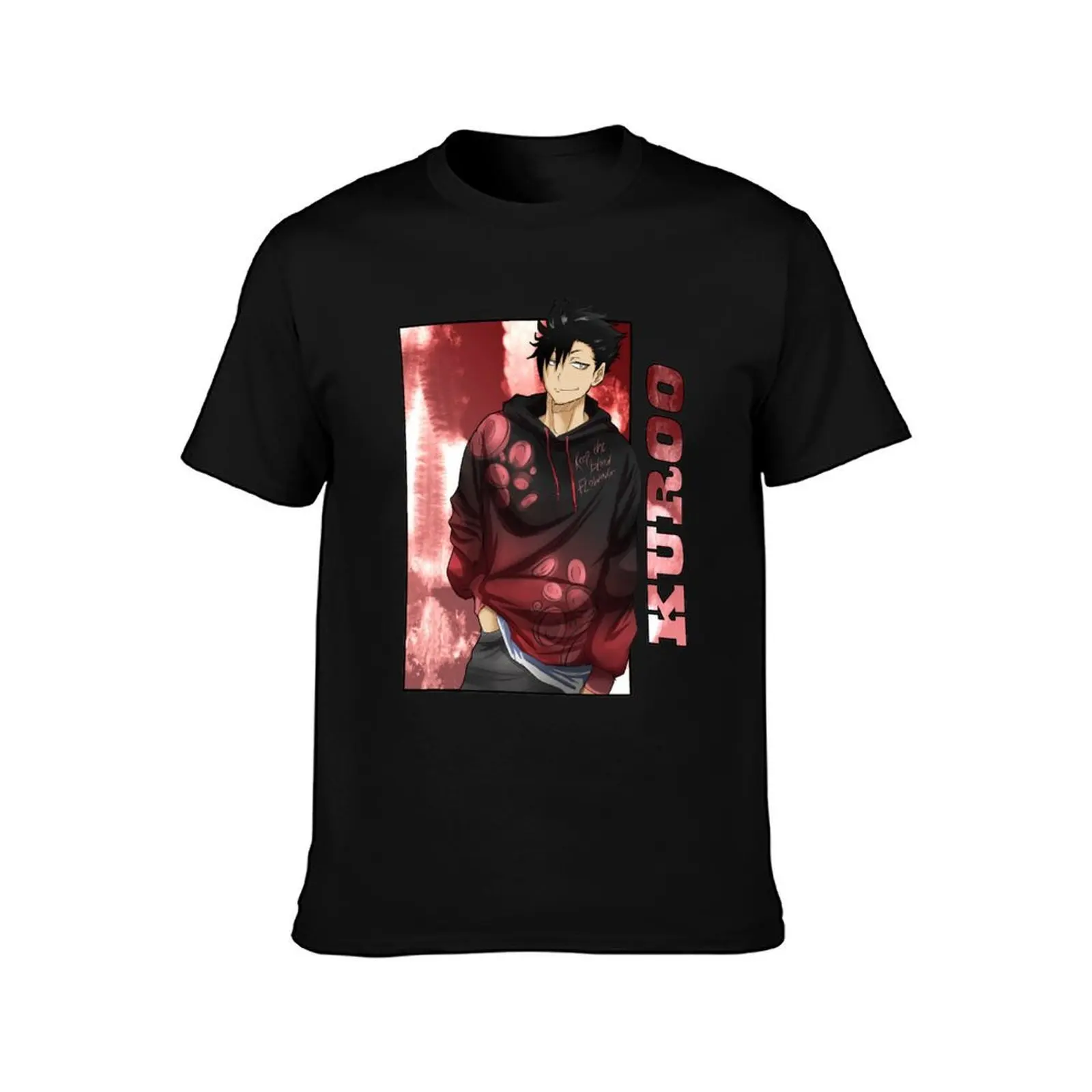 Kuroo (blood flow) fixed T-Shirt, Summer Casual Cotton Tee, Oversized Streetwear Tops, Vintage Graphic Print, Unisex Men Women