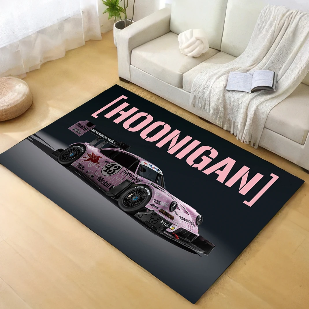 H-HOONIGAN Racing car Printed Carpets Non-slip Multi Function Living Room Rugs Entrance Floor mat Home Kitchen Hallway Decor