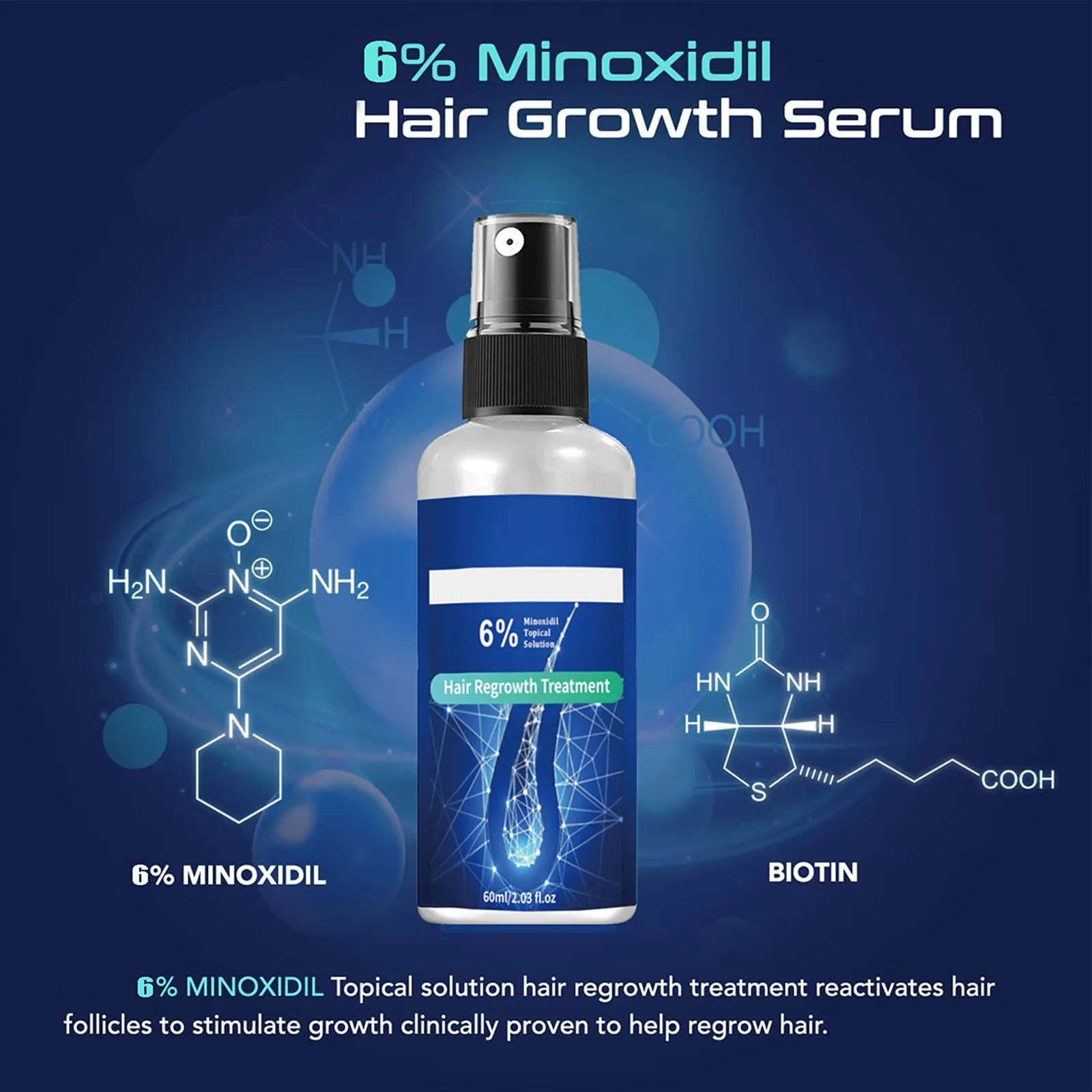 Topical Solution Hair Growth Spray For Men And Women Hair Regrowth Serum For Thicker Longer Hair Help To Stop Thinning