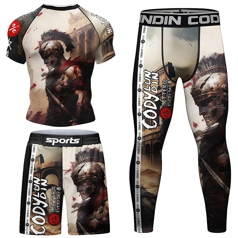 Mma Clothing Man Rashguard T-shirt+Pants Sets  Rash Guard Jiu jitsu MMA Compression Shirt+Shorts Bjj Boxing Jerseys Sport Suits