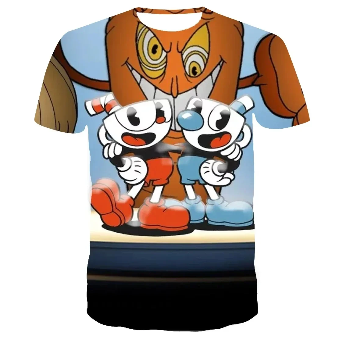 Hot Game Cuphead Mugman 3D T Shirt Summer Fashion Kids Casual Kawaii T-shirt Boys Girls Unisex Oversized Tshirt Children's Tops