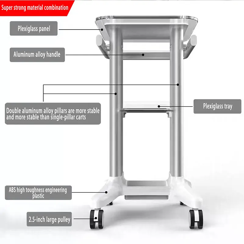 

Beauty Equipment Cart Acrylic Small Bubble Rack Base Dental Clinic B-ultrasound Medical Beauty Cart Increases Direct Sales