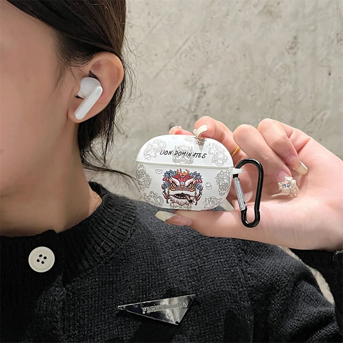 لطيف الكرتون مضحك قاسية الأسد كريستال ملصقات حقيبة سماعة الاذن ل Redmi Buds 5 برو/براعم 6 برو (2024) الغطاء الواقي مع هوك