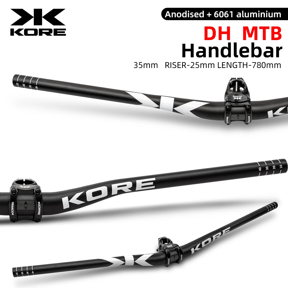 

KORE Bicycle Swallow-shaped Handlebar 35MMx780MM Length Aluminum Alloy 25MM Lift Handlebar For MTB DH Cycling With Short Stem
