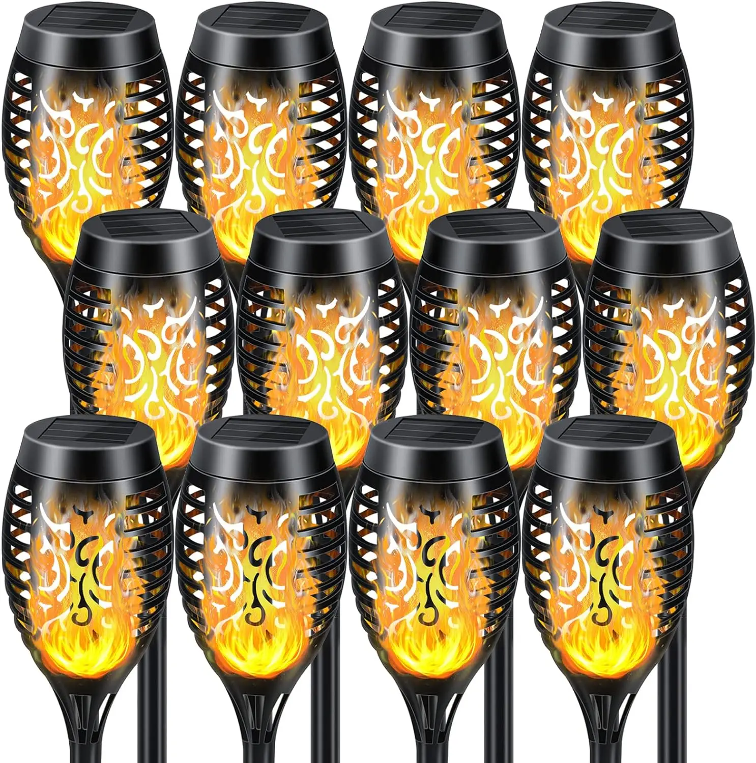 12LED Tiki Flackern Taschenlampe Solar Lichter Wasserdichten Outdoor-Mini Solar Flamme Lichter für Garten Terrasse Yard Pathway Dekoration