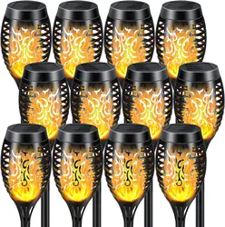 12LED Tiki torcia tremolante luci solari Mini luci esterne impermeabili a fiamma solare per la decorazione del percorso del cortile del giardino