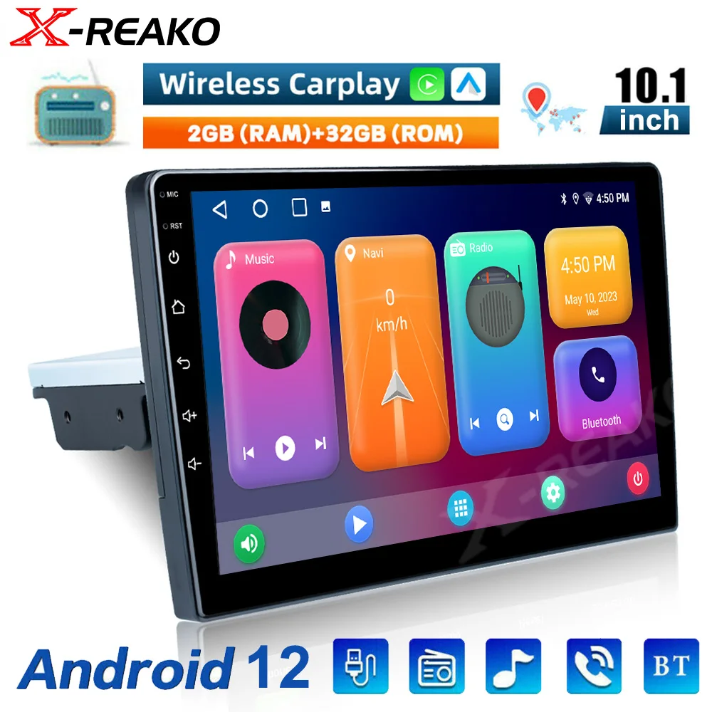 

X-REAKO 10'' Andriod 1Din Universal GPS Navigation Carplay Multimedia Video Player For Volkswagen Nissan Hyundai Toyota Stereo