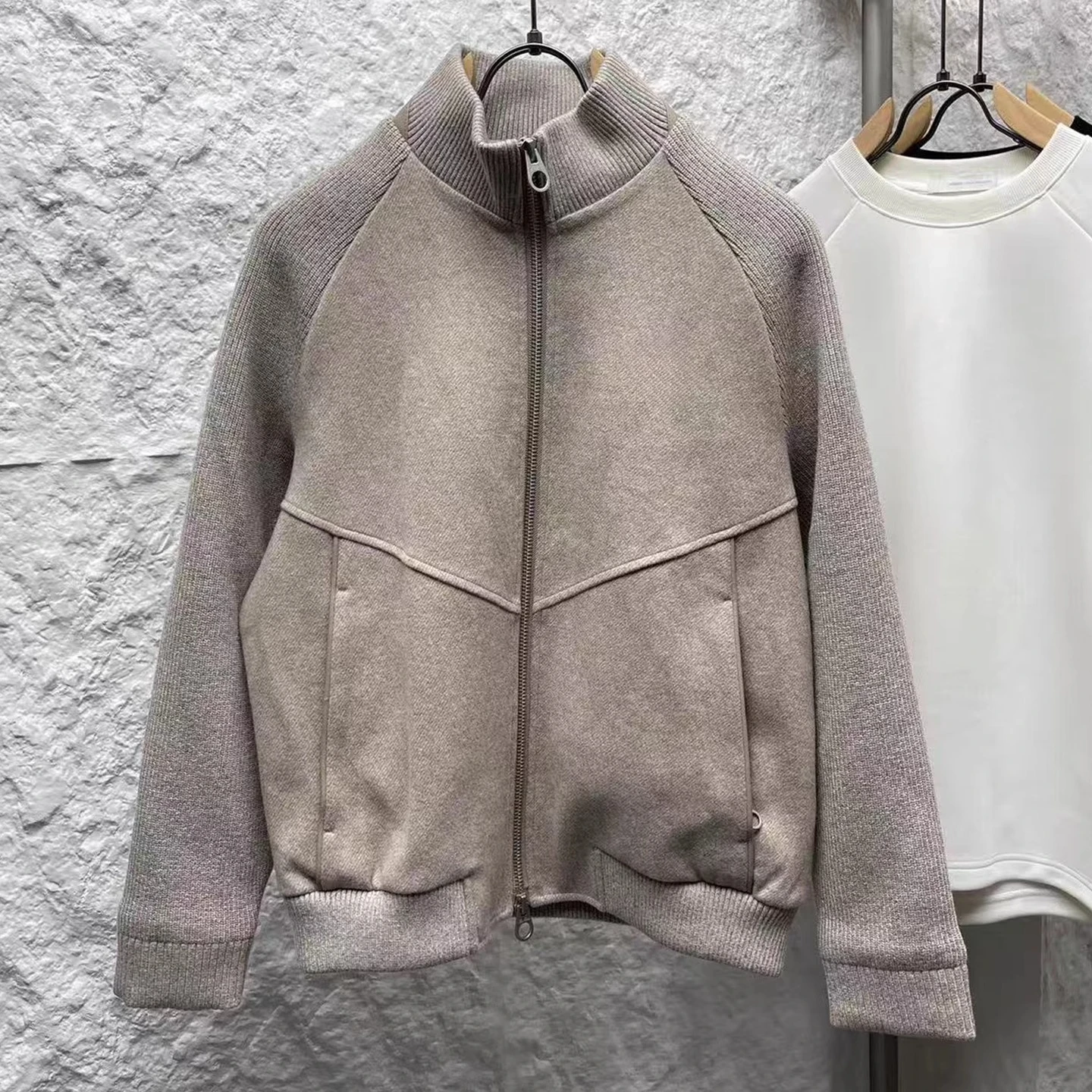 

LP 25aw Мужская куртка с вязаными рукавами и воротником-стойкой