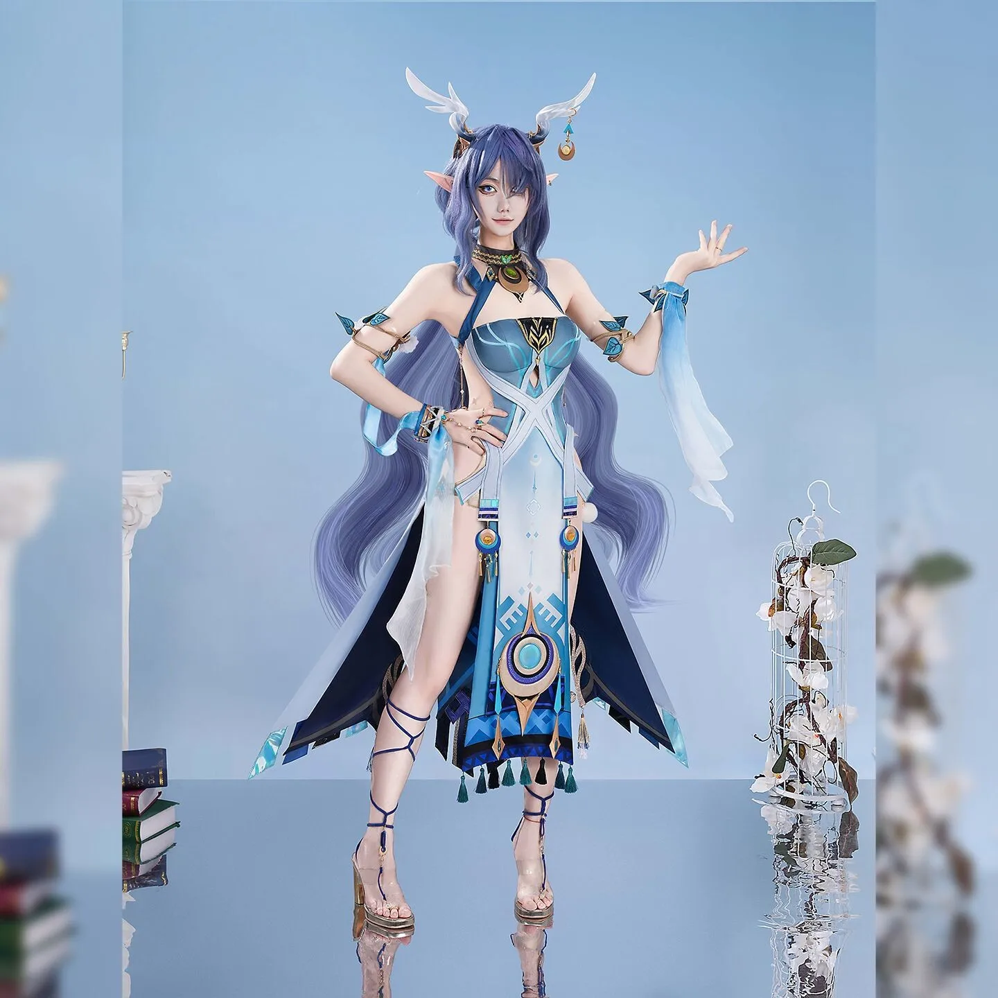 Lauma Cosplay Costume Game Genshin Impact Uniform Shoes Headwear Earrings Frostmoon Scions Halloween Party Outfit Women Girls view 2