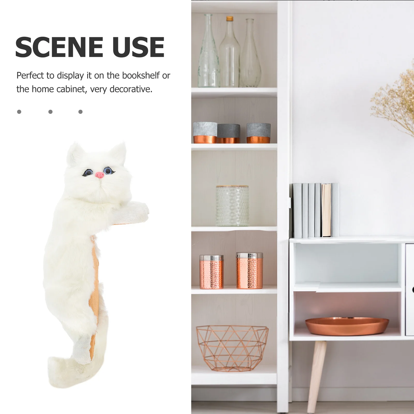 

1Pcs Simulation Cat Home Furnishing Hanging Decor Decorative Book Shelf Pendant Cabinet Fake Cat Photo Prop Gift