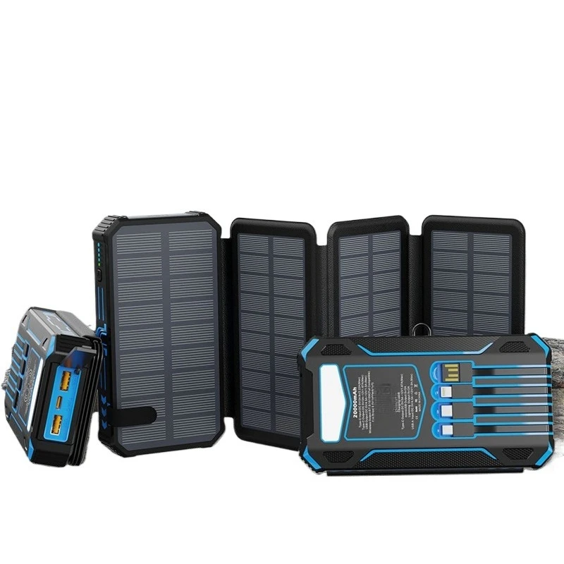 Powerbank solarny 20000mAh, bateria zewnętrzna o dużej mocy, szybkie ładowanie, latarka